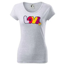 Love nápis s kvetinou