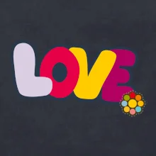 Love nápis s kvetinou