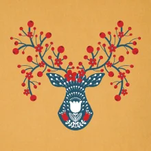 Folklór - jeleň s červenými plodmi