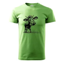 Čiernobiela karikatúra krava stojaca