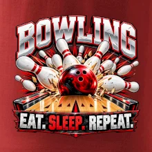 Bowlingová guľa a kolky eat sleep repeat