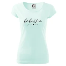 Babička Tričko s menami detí písacie písmo