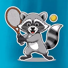 Mýval hrá tenis kreslený