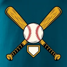 Zkřížené baseballové pálky a míček