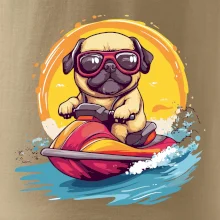 Mops na vodnom skútri