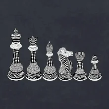 Šachové figúrky v rade - kreslené