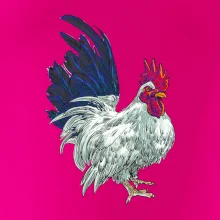 Kohút kreslený biely