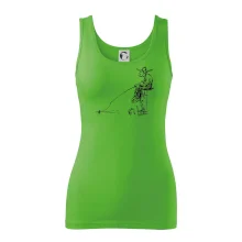 Kreslený rybár na pni