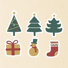 Vianočná sada - stromčeky a darčeky