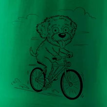 Lagotto romagnolo karikatúra na bicykli čierna