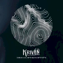 Kriváň - vrstevnice v kruhu