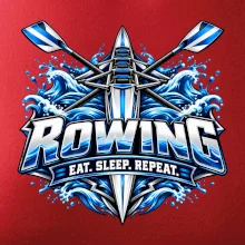 Veslařská loď se zkříženými vesly eat sleep repeat