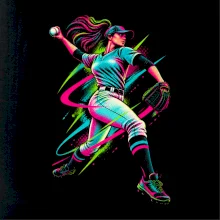Baseballová nadhazovačka neonový pop art