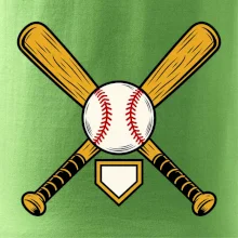 Zkřížené baseballové pálky a míček
