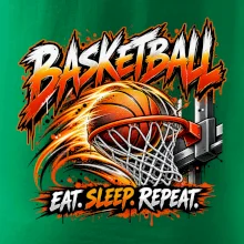 Basketbalový kôš s loptou eat sleep repeat