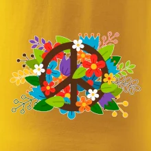 Peace symbol prerastený kvetinami