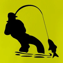 Rybár ťahajúce rybu