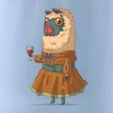 Alpaka s vínom žena