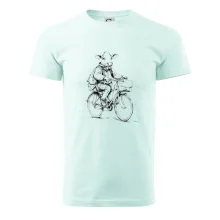 Krava v obleku na bicykli Krava v obleku na bicykli