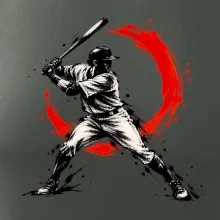 Baseballový pálkař japonská tušová malba