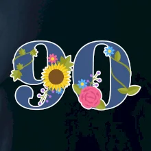 Kvetinové číslo kreslené - 90