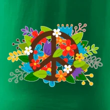 Peace symbol prerastený kvetinami