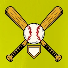 Zkřížené baseballové pálky a míček
