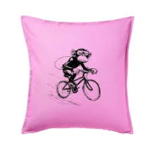 Opice s batohom na bicykli