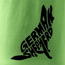 Nemecký ovčiak sediaci napis