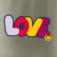 Love nápis s kvetinou