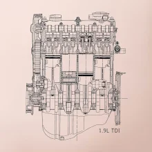 Motor Škoda/ VW 1.9L  TDI ze předu