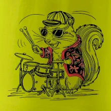 Squirrel playing drums