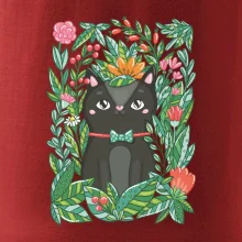 Mačka s kvetmi maľované