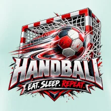 Hádzanárska lopta v bránke eat sleep repeat