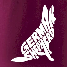 Nemecký ovčiak sediaci napis