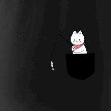 Mačka s rybou vo vrecku