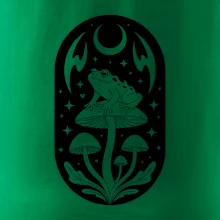 Goblincore čiernobiela oválna žaba