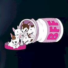 Bullterrier Friends Forever ružové (Pecka design)