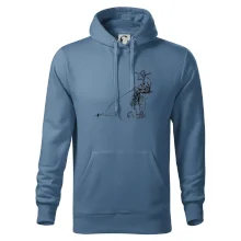 Kreslený rybár na pni