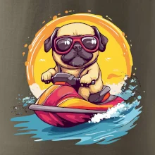 Mops na vodnom skútri