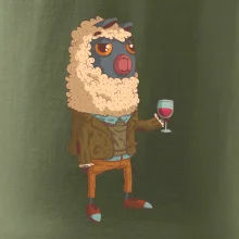 Alpaka s vínom muž