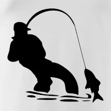 Rybár ťahajúce rybu