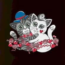 Mačky v objatí (Pecka design)