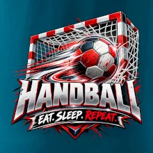 Hádzanárska lopta v bránke eat sleep repeat