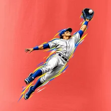 Baseballový polař chytá míček ve výskoku