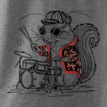 Squirrel playing drums
