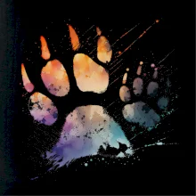 Dve mačacie packy vodovou farbou