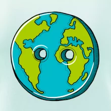 Planéta krajiny gombík (Pecka design)