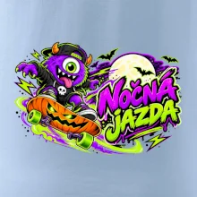 Nočná jazda - fialová príšerka na skateboarde