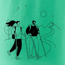 Kreslený pár na výlete